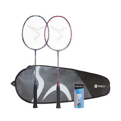 Bộ 2 vợt cầu lông người lớn DECATHLON BR Perform 590 xanh dương/tím mã 8805167