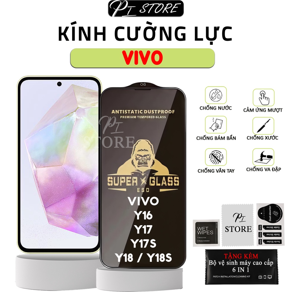 Kính cường lực dành cho Vivo Y16 / Y17 / Y17S / Y18 / Y18S full màn, bảo vệ màn hình