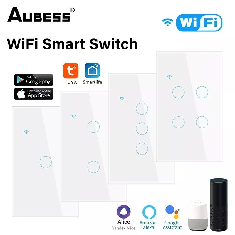 Công tắc cảm ứng thông minh kết nối Wifi - Bluetooth - 2 thiết bị - Google Home - Alexa - Tuya - Sma