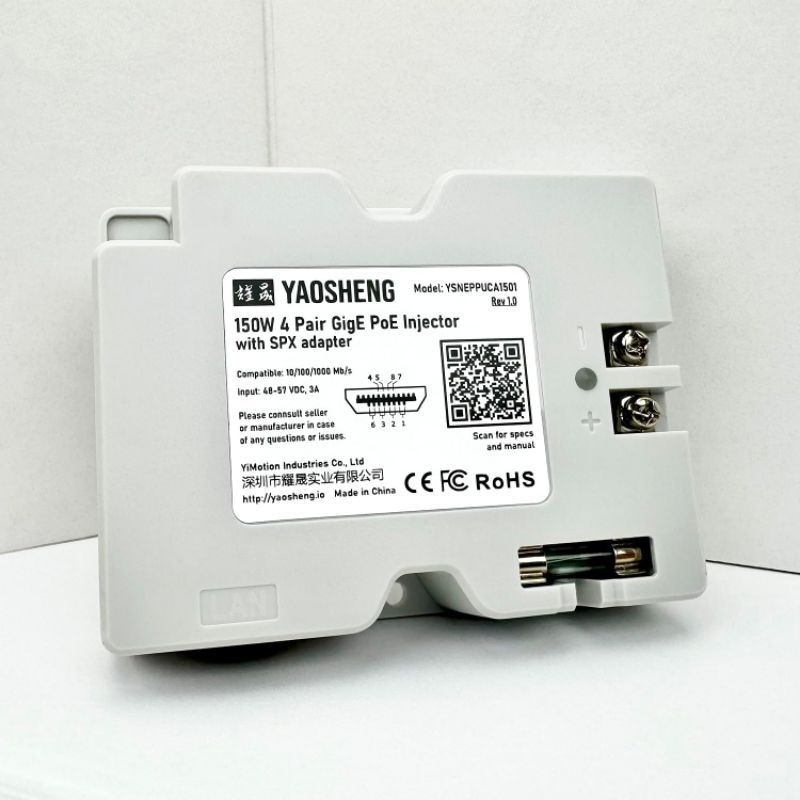bộ chuyển đổi Internet vệ tinh Gige PoE YAOSHENG 150W 2-in-1 PoE Injector + SPX Cable Adapter for Re