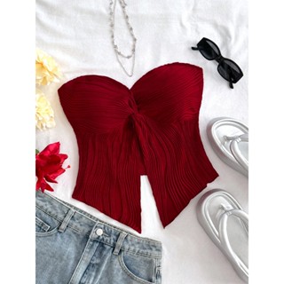   Bigsize 45-75kg   Order  Áo cổ ống xẻ trước cúp ngực xoắn form ôm sát croptop vải gân nổi quyến rũ đi biển mùa hè 