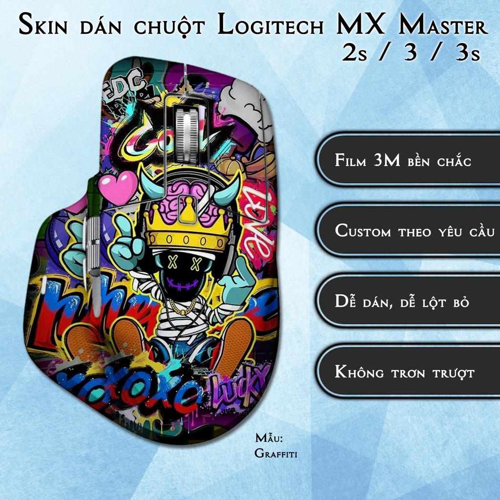 Skin dán chuột Logitech MX Master 2s / 3 / 3s mẫu Graffiti | Miếng dán Film 3M chống trơn trượt