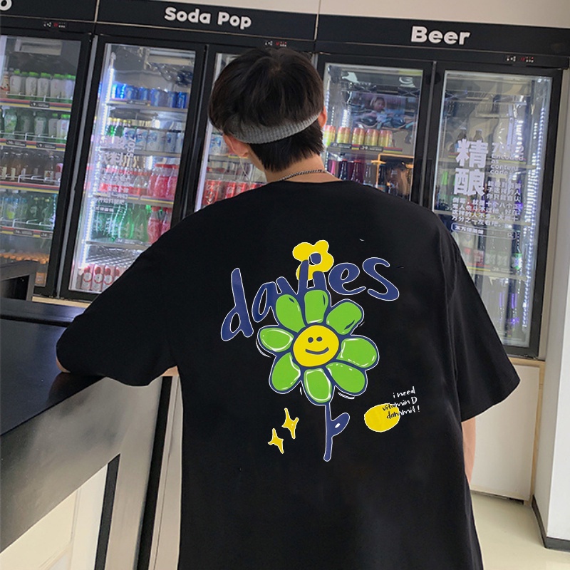 Áo Phông Nam Nữ Hoa Davies Tat Lỡ Cổ Tròn Unisex
