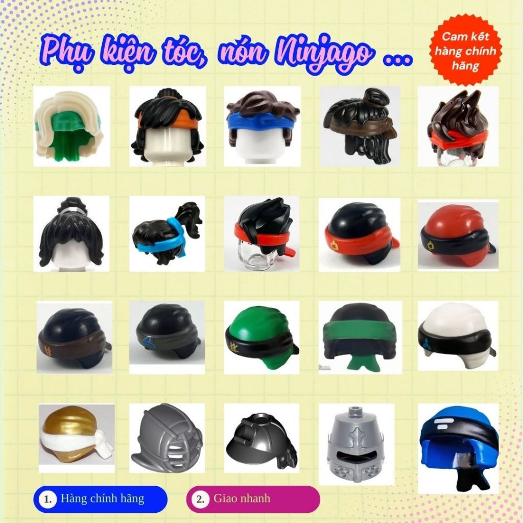 Phụ kiện Iego 6: Nón, tóc, Mũ đội đầu Ninjago Wrap trong dòng đồ chơi lắp ráp Iego Ninjago Headgear