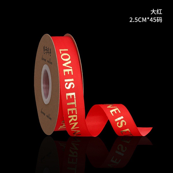 Trang trí bánh SP068561 ruy băng LOVE IS ETERNAL 2.5*45m ĐỎ TƯƠI