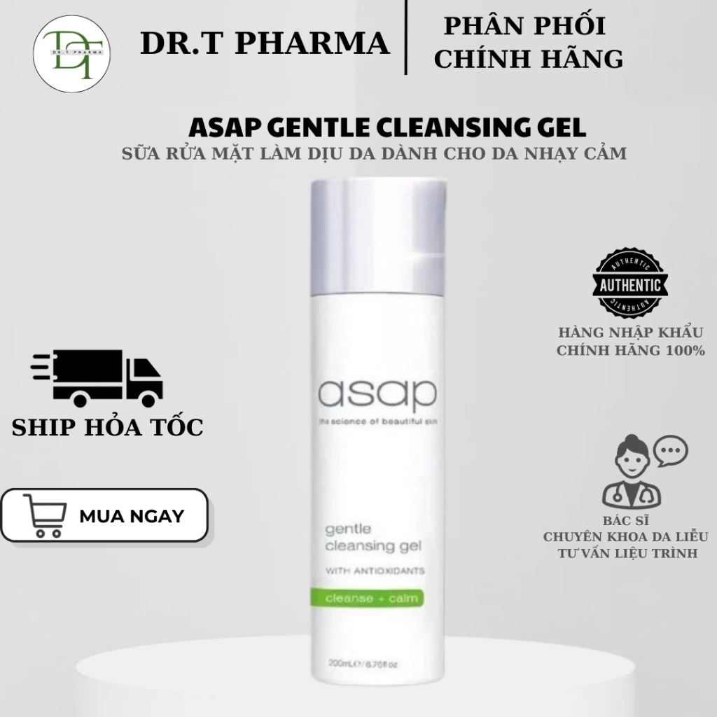 (TEM CÔNG TY) Sữa rửa mặt da nhạy cảm làm dịu da Asap Gentle Cleansing Gel