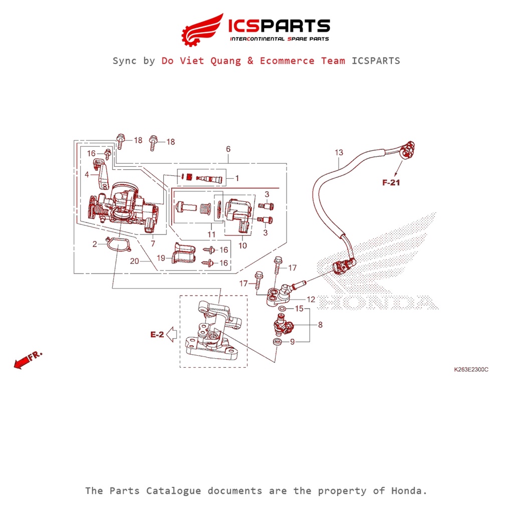 Họng Ga (E-23-B) HONDA Msx 125 Parts Catalogue