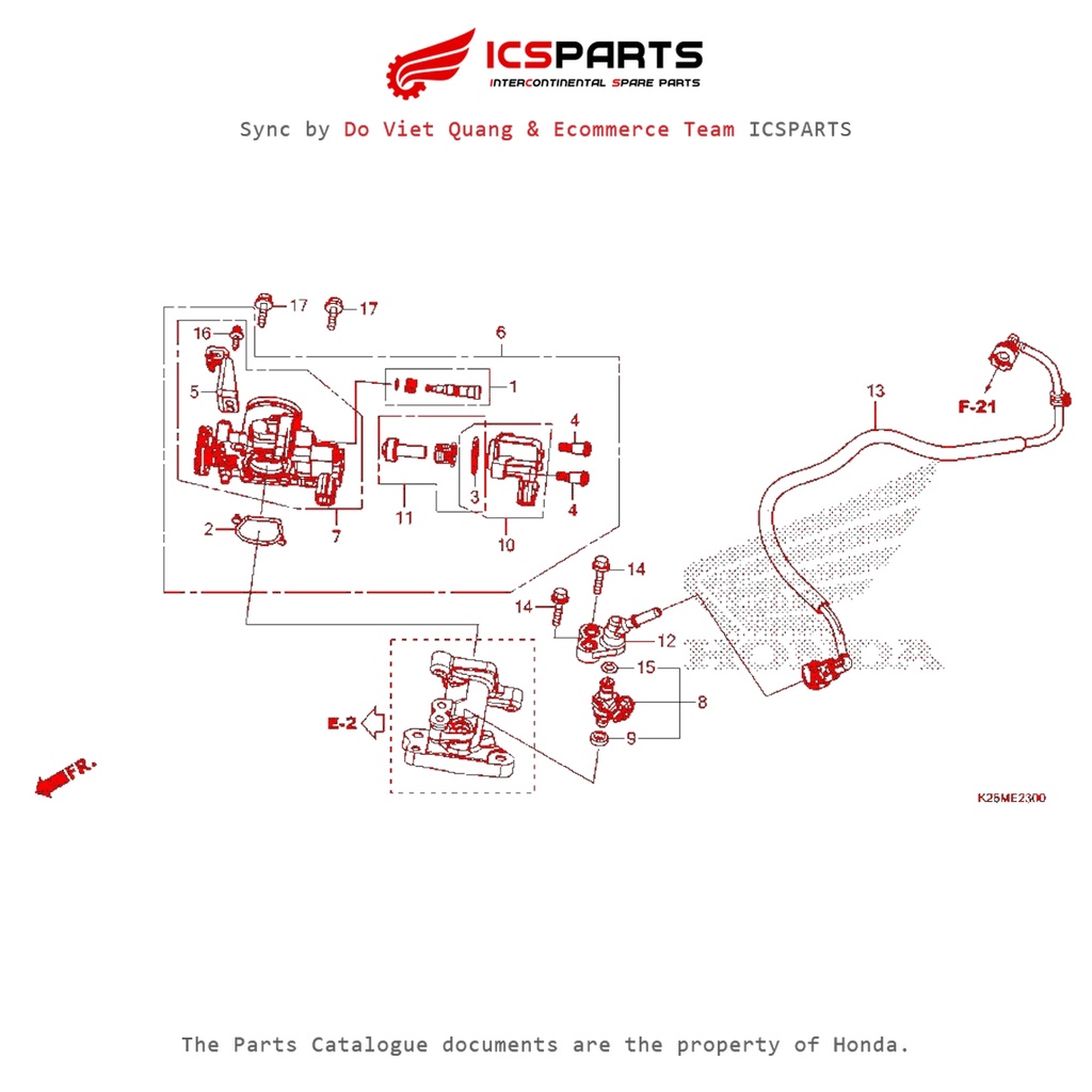Cụm Bướm Ga (E-23-A) HONDA Msx 125 Sf Parts Catalogue