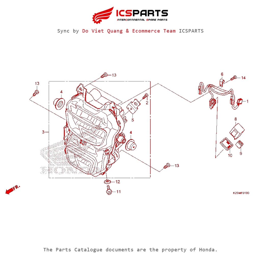 Cụm Đèn Pha (F-1-A) HONDA Msx 125 Sf Parts Catalogue