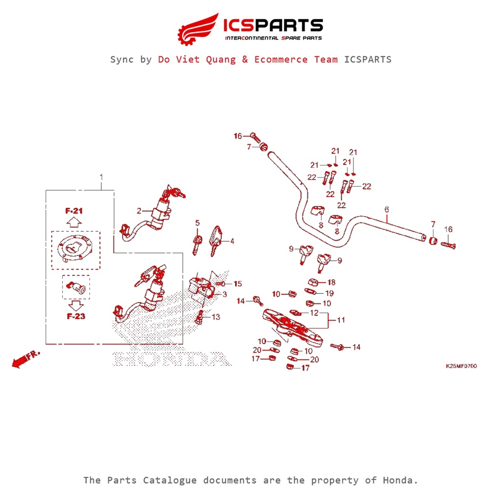 Ghi Đông - Tay Lái (F-7-A) HONDA Msx 125 Sf Parts Catalogue