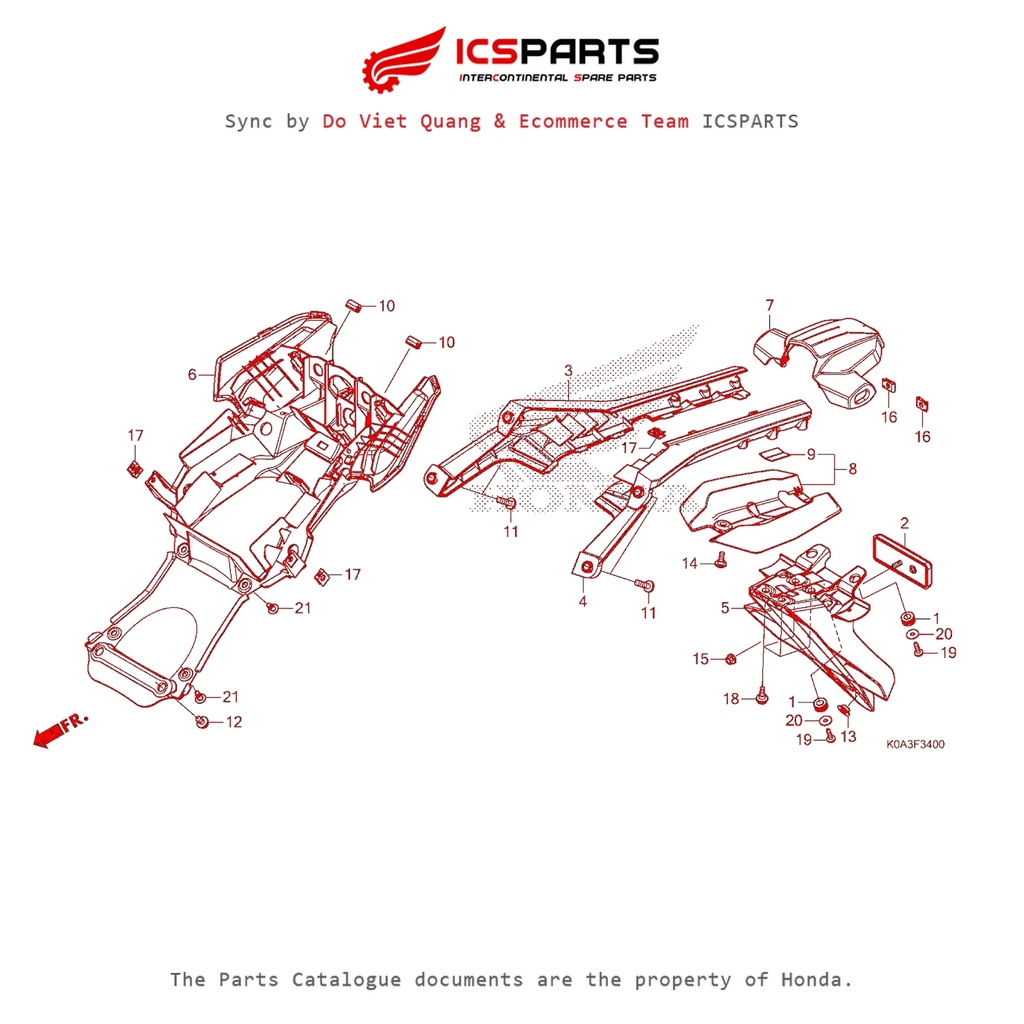 Chắn Bùn Sau - Đuôi Biển Số (F-34-A) HONDA Cb300R (2018+) Parts Catalogue