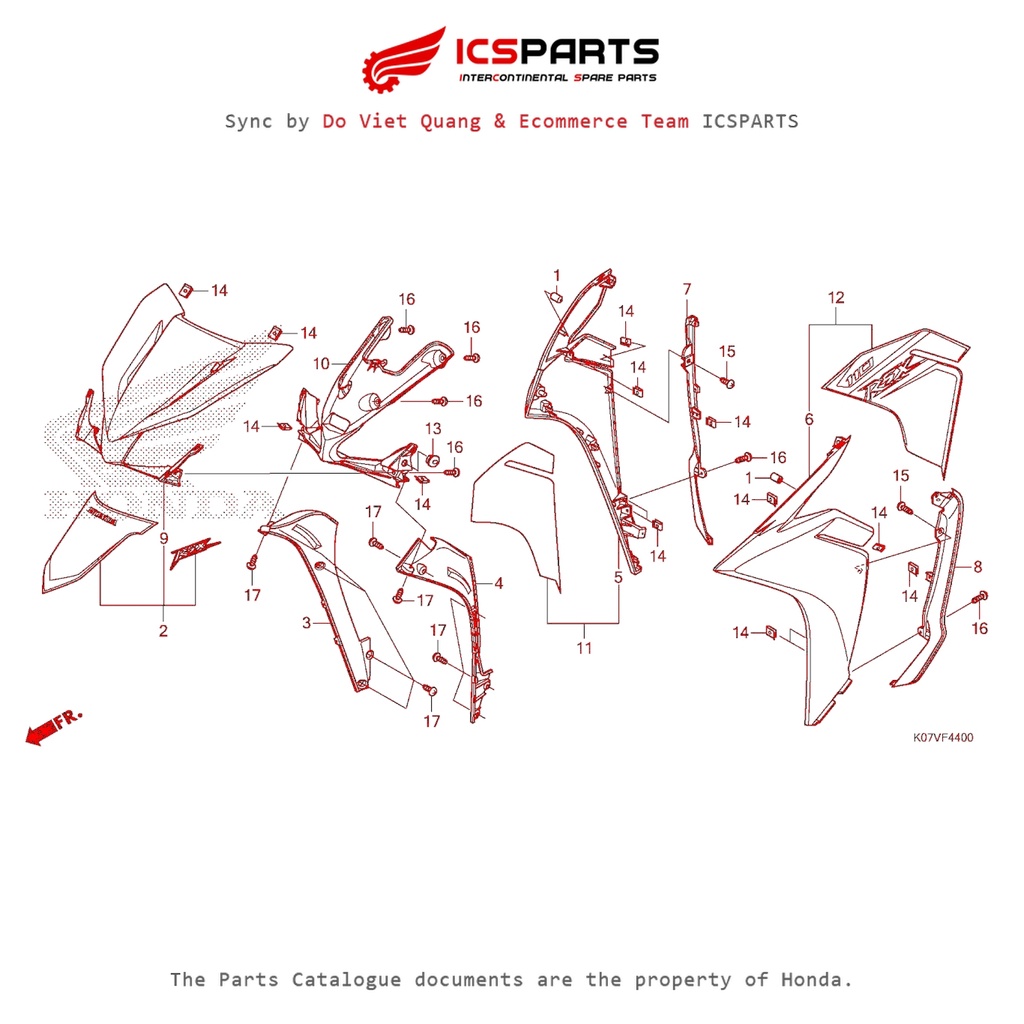 Ốp Trước - Yếm Xe (F-44-A) HONDA Wave 110 Rsx K07 (2012) Parts Catalogue