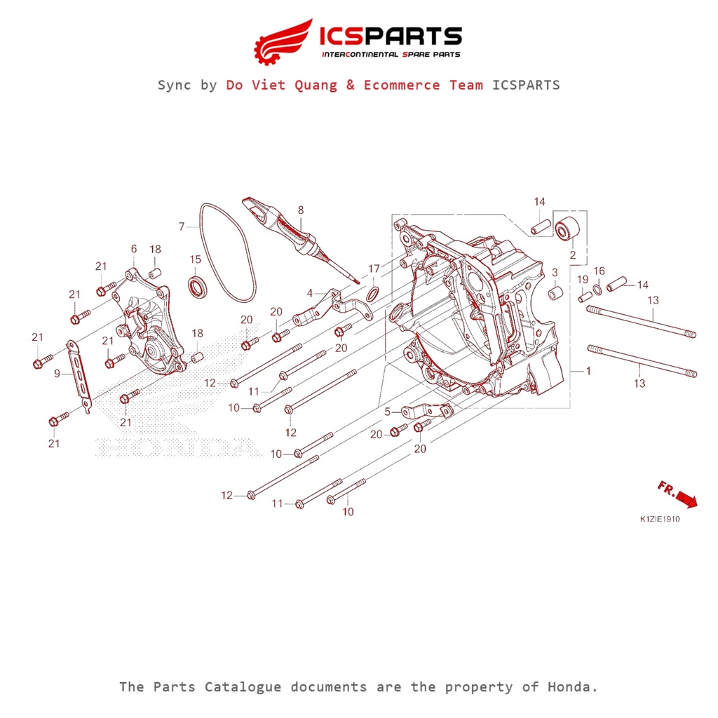 0 (E-19-10 - RIGHT CRANKCASE - PCX 160 K1Z (2021+)-B) HONDA Pcx 160 K1Z (2021+) Parts Catalogue
