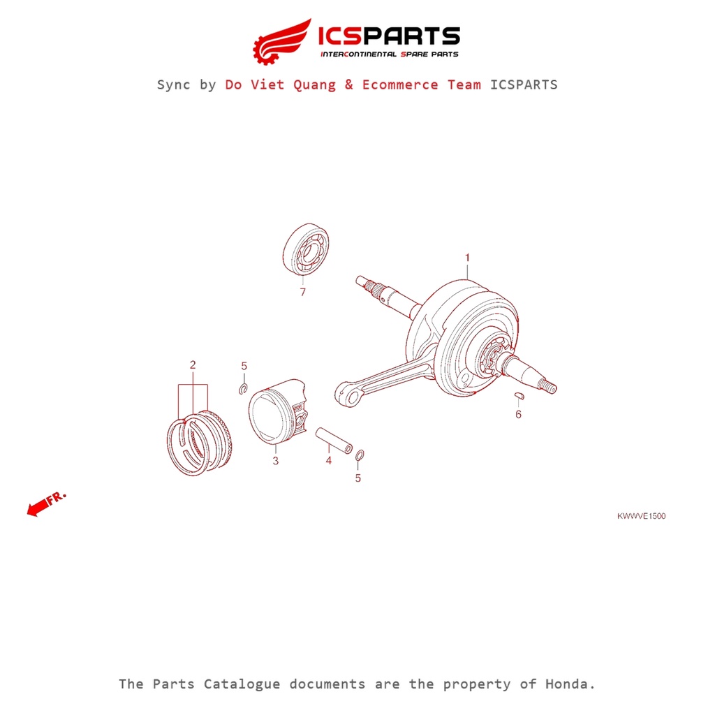 Trục Cơ/Piston (E-15-A) HONDA Wave 110 S/ Wave 110 Rs / Wave 110 Rsx (Đời Đầu) Parts Catalogue