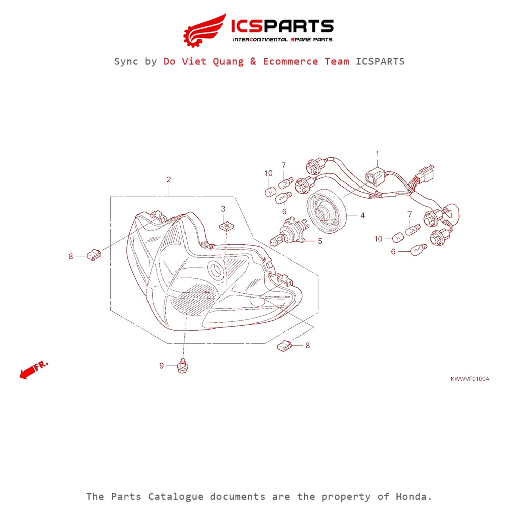 Đèn Pha (F-1-A) HONDA Wave 110 S/ Wave 110 Rs / Wave 110 Rsx (Đời Đầu) Parts Catalogue