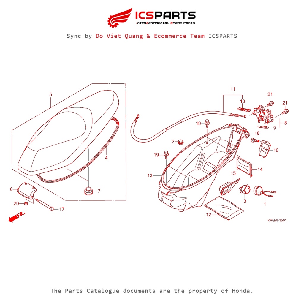 Yên Xe/Cốp Để Đồ(Aca110B) - Yên Xe/Khoang Chưa Đồ (F-15-1-B) HONDA Air Blade 110 (03/2007-12/2012) P