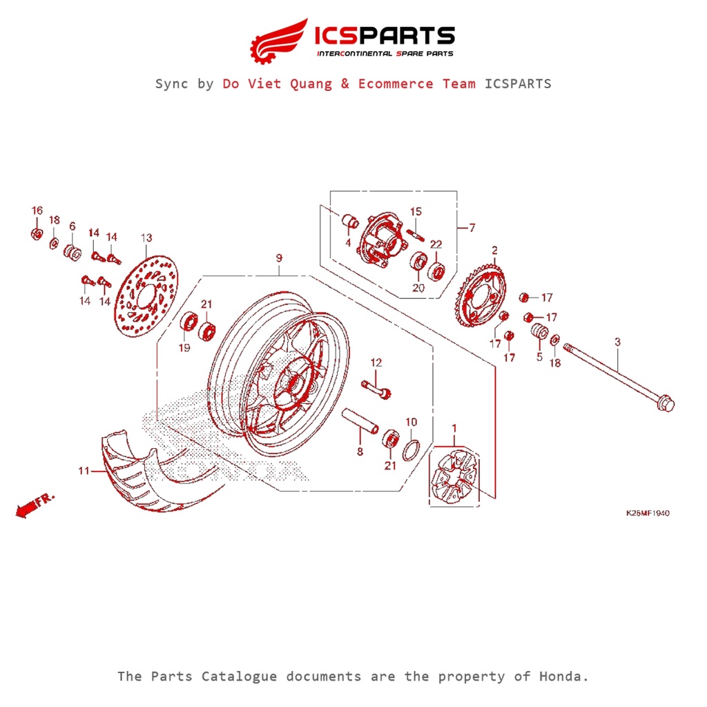 Banh Xe Sau (F-19-40-B) HONDA Msx 125 Sf Parts Catalogue