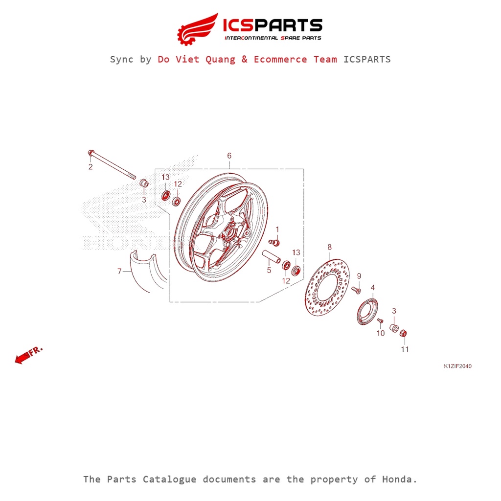 0 (F-20-40 - FRONT WHEEL - PCX 160 K1Z (2021+)-A) HONDA Pcx 160 K1Z (2021+) Parts Catalogue