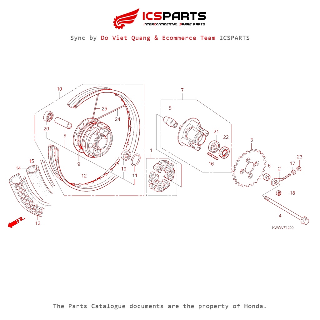 Banh Xe Sau(Anf110Mcv/Afx-Afs110Mcs) (F-12-C) HONDA Wave 110 S/ Wave 110 Rs / Wave 110 Rsx (Đời Đầu)