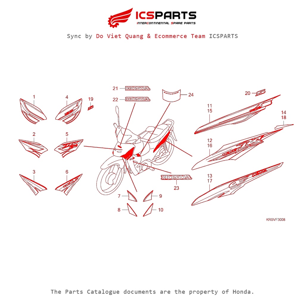 Tem Dán - Decal(Anf100Mcv9 / Mdv9 / Msv9) (F-30-8-A) HONDA Wave A / A+ / Zx / Rsv / Rs / S / 100S Pa
