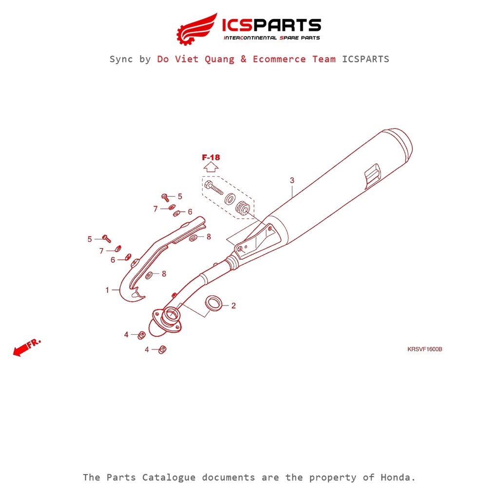 Exhaust Muffler(Nf100M/Mm/Msv)(1) (F-16-A) HONDA Wave A / A+ / Zx / Rsv / Alpha / Rs / S / 100S Nhập