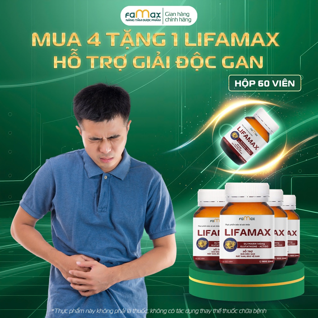 [FAMAX] 4 tặng 1 hộp 60 viên Lifamax Giúp Bảo Vệ Gan, Phục Hồi Gan Và Chức Năng Gan