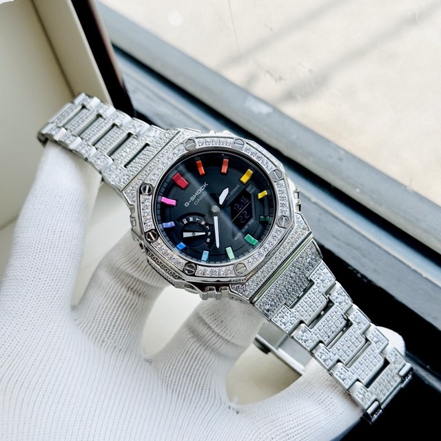Đồng Hồ Nam Dây Thép Casio G-Shock GA-2100SKE-7A AP Custom Full Đá x Rainbow (Special)