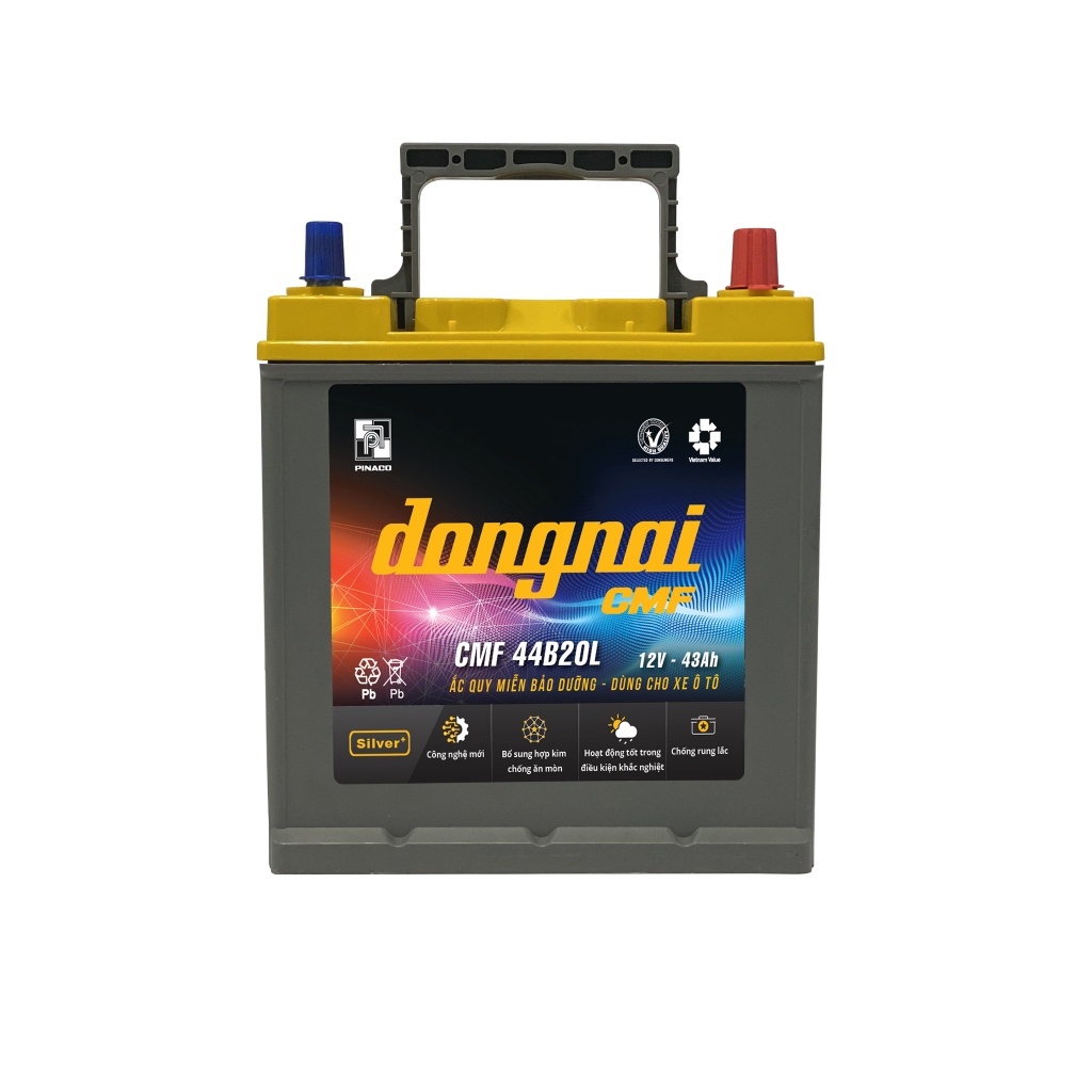 Ắc quy Dongnai CMF 44B20L 12V - 43Ah miễn bảo dưỡng- dùng cho oto