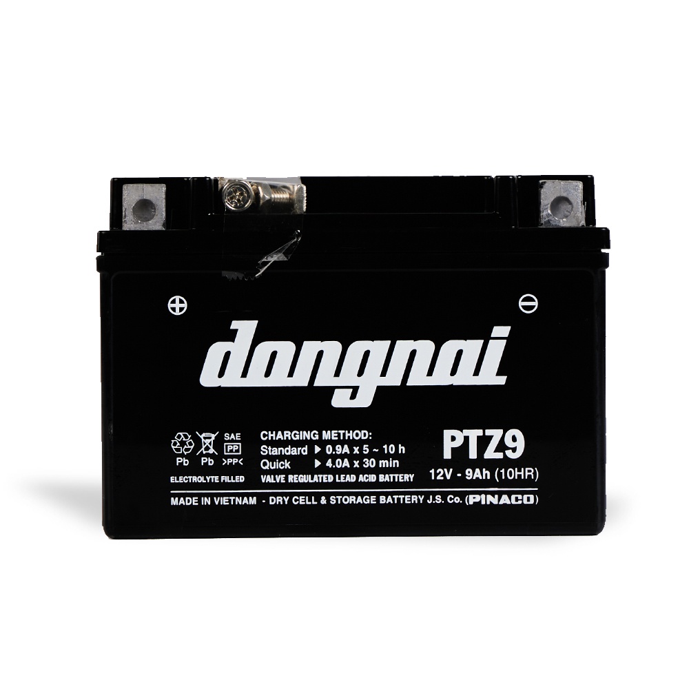 Ắc quy Dongnai PTZ9 12V - 9Ah miễn bảo dưỡng - dùng cho xe máy