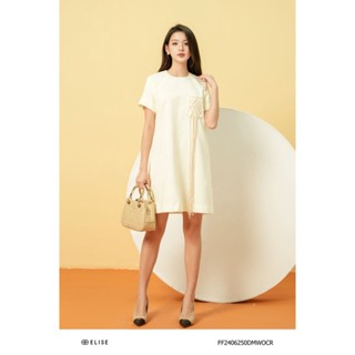 Đầm suông sợi kem túi ngực đan dây len thiết kế Elise FF2406250DMWOCR