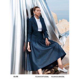 Áo vest lửng jean xanh đậm kim tuyến thiết kế Elise FS2404199TUDEBL