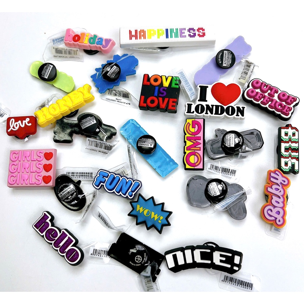 [ CHARM SLOGAN ] Jibbitz gắn dép Cross Slogan hay, Charm gắn dép Cross chữ Slogan