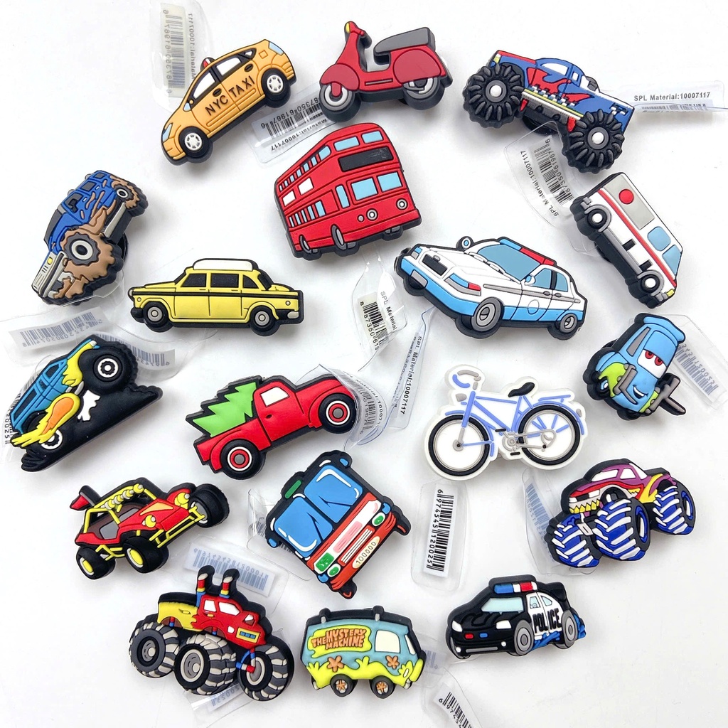 CHARM XE Ô TÔ  JIBBITZ gắn dép Cross cho bé, stickers charm gắn dép Cross trẻ em mẫu ô tô xe BM1