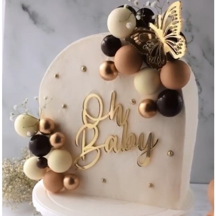 Topper mica Oh Baby vàng mẫu mới (ko chân)