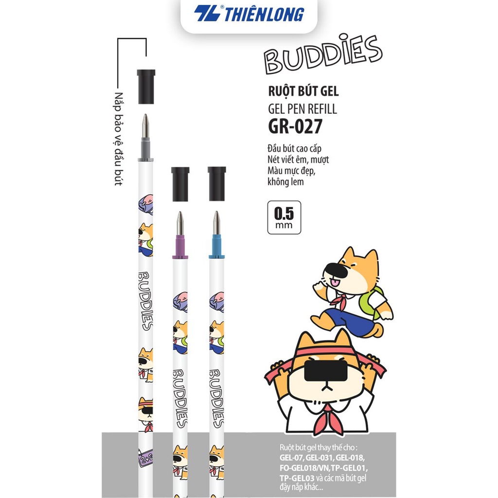 Combo 10 Túi 02 Ruột bút gel Buddies Thiên Long GR-027