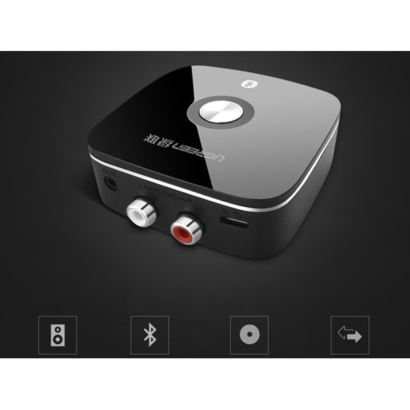 Thiết bị nhận Bluetooth công suất Bluetooth 10mW, màu đen hỗ trợ APTX đầu ra 3.5mm và hoa sen Ugreen
