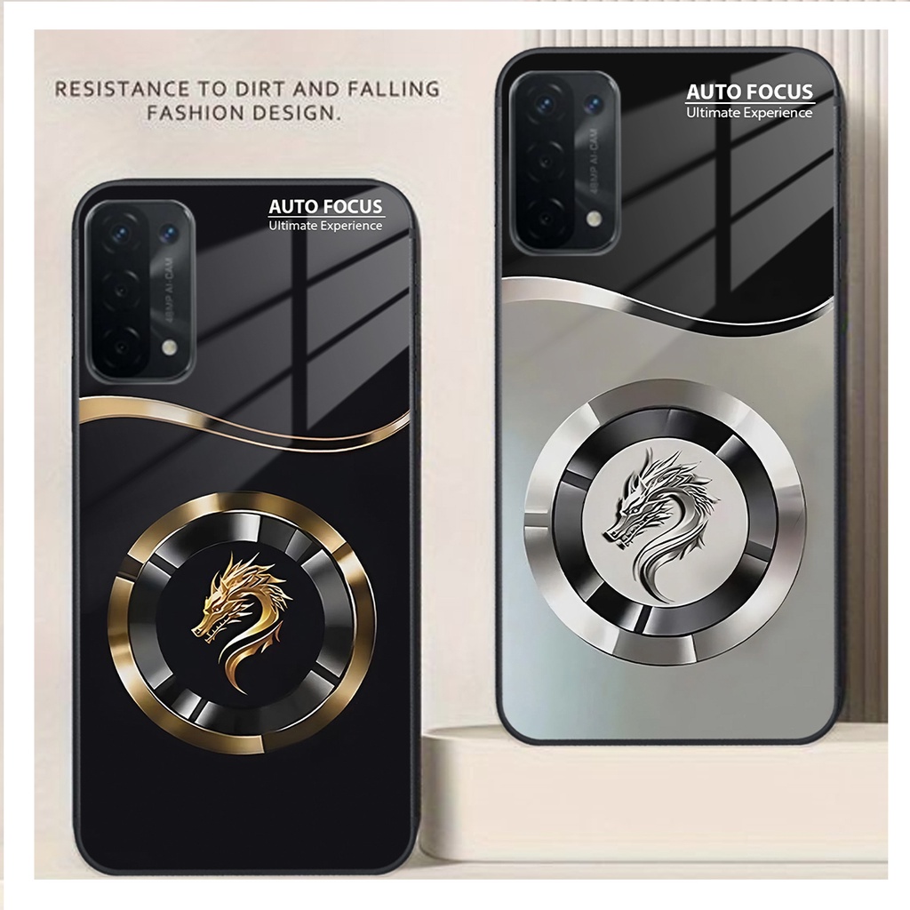 Ốp Lưng Oppo A54 / A55 4G / A55 5G / A56 5G Mặt kính cường lực sang trọng,thanh lịch, FOCUS RỒNG