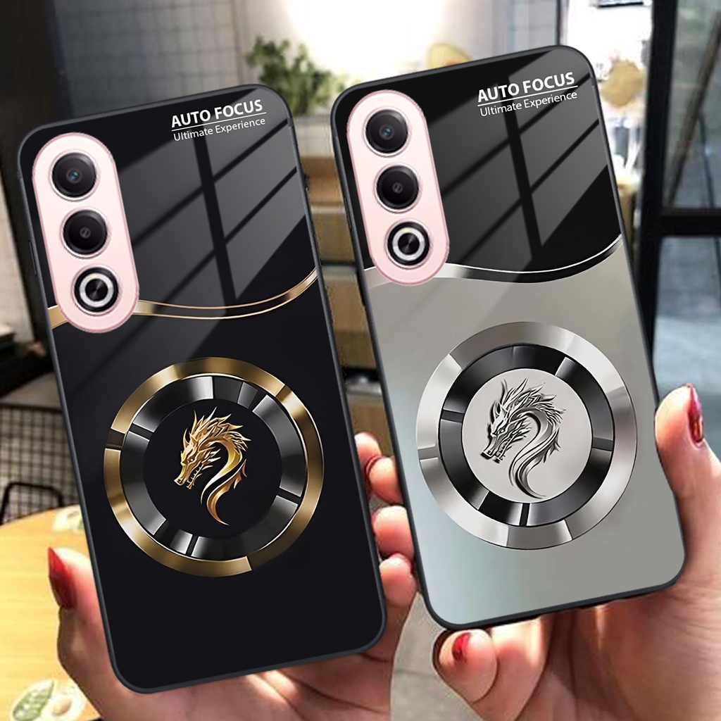 Ốp Lưng Oppo A3X 5G / A80 5G / A3 PRO Mặt kính cường lực sang trọng,thanh lịch,FOCUS RỒNG