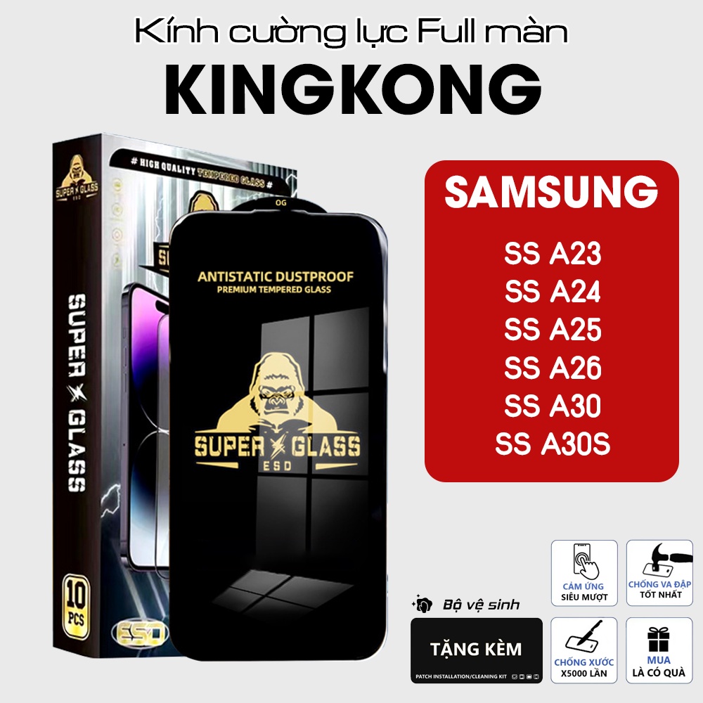 Kính cường lực Samsung A23 A24 A25 A26 A30 A30S Full màn tĩnh điện - Shop cường lực