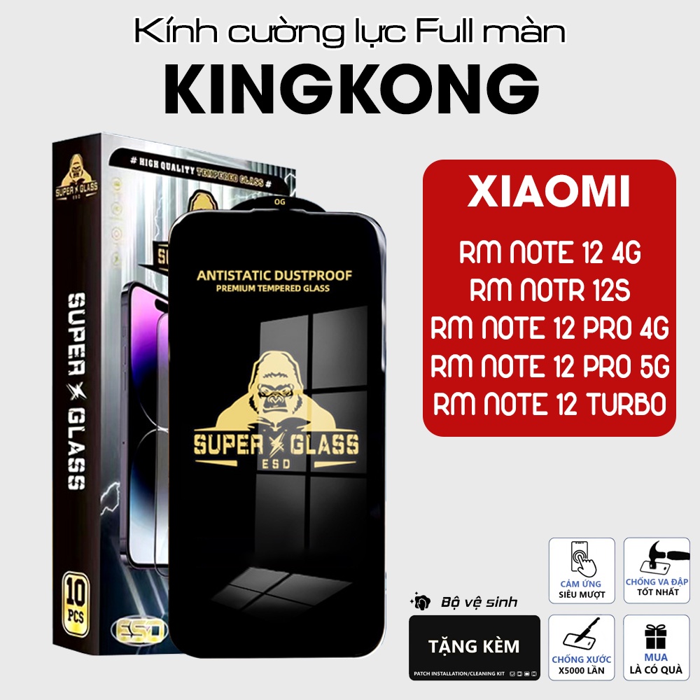 Kính cường lực Xiaomi Redmi Note 12 4G 5G Note Turbo Full màn tĩnh điện - Shop cường lực