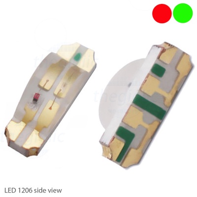 [30 Cái]- LED 2 Màu Đỏ, Xanh Lá 1206 Dán SMD Trong Suốt Side View Linh Kiện Smart