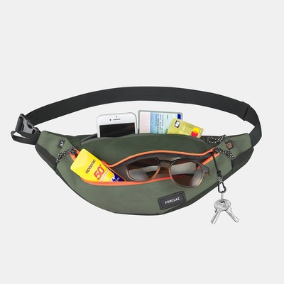 Túi đeo hông du lịch đa năng TRAVEL 2L DECATHLON Xanh xám/Da cam mã 8677280