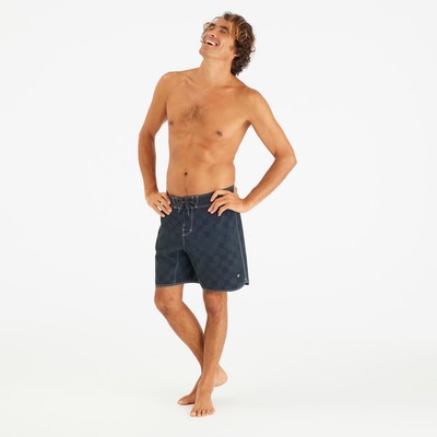 Quần short lướt sóng nam dáng dài 18" DECATHLON 500 đen/caro mã 8927999