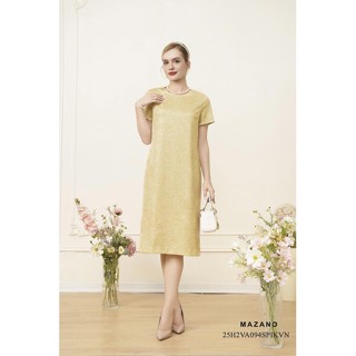  Váy Đầm Suông Vải thô sạn Hoạ tiết hoa in chìm cách điệu Cổ tròn Tay ngắn Dài trên bắp chân 