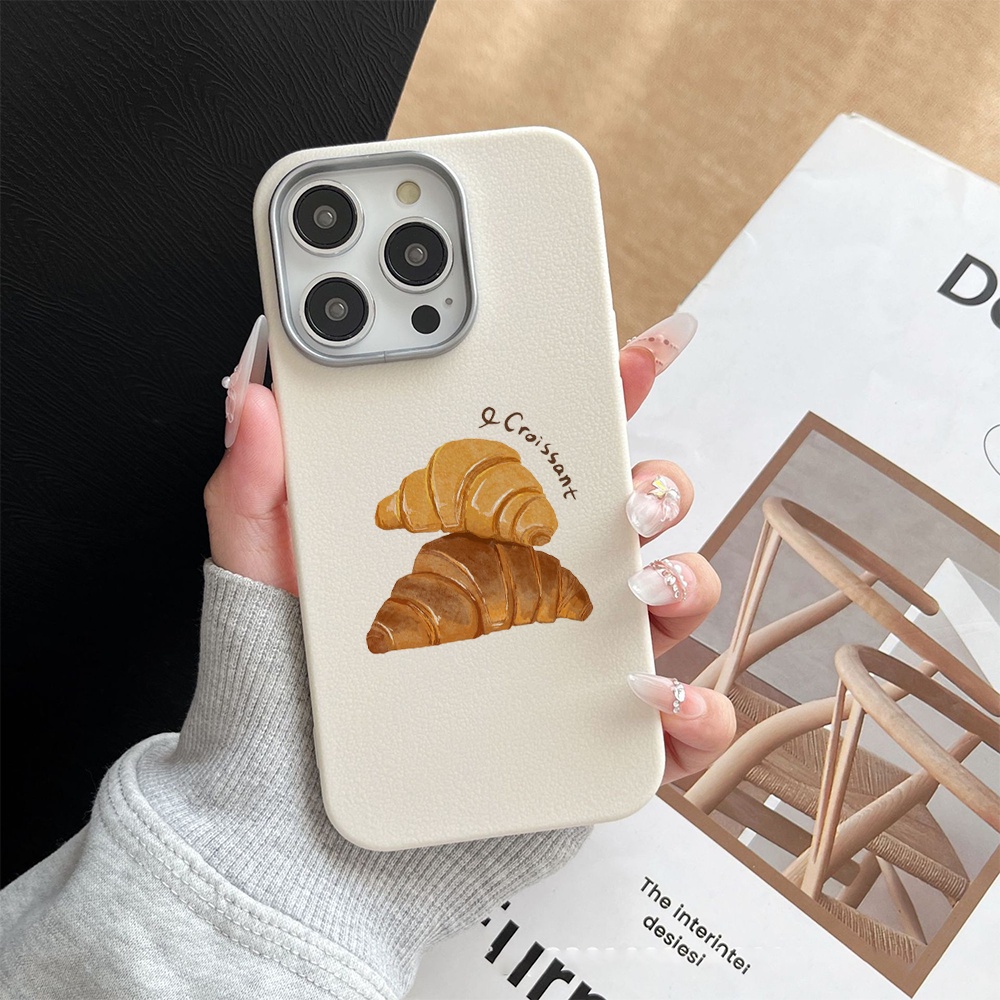 ốp iphone bánh sừng bò vân da 16promax cho iphone 14promax 12 13 11promax 14 15promax xsmax 16promax
