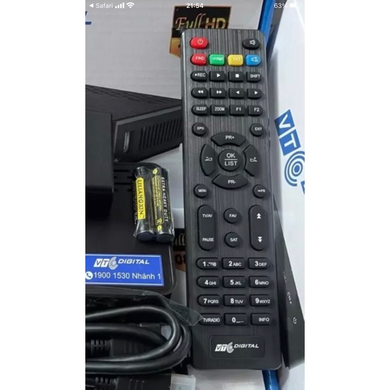 remote điều khiển đầu thu VTC-HD2 chính hãng khui hộp