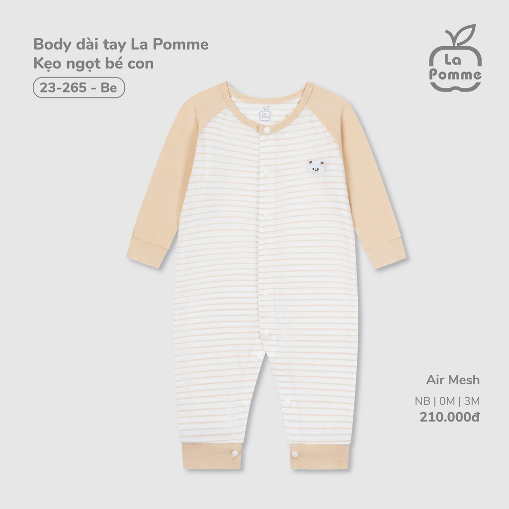 (NB-3M) LAPOMME - Body dài tay La Pomme Kẹo ngọt bé con - Be - NB - SS25.T5B ZZ
