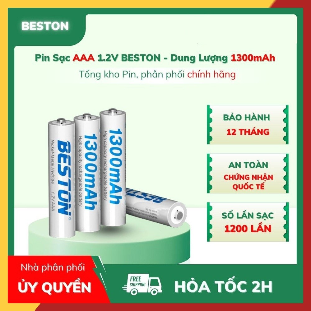 VuaPin Pin sạc BESTON AAA 1.2V: Pin sạc Ni-MH, bền bỉ, tiết kiệm cho thiết bị