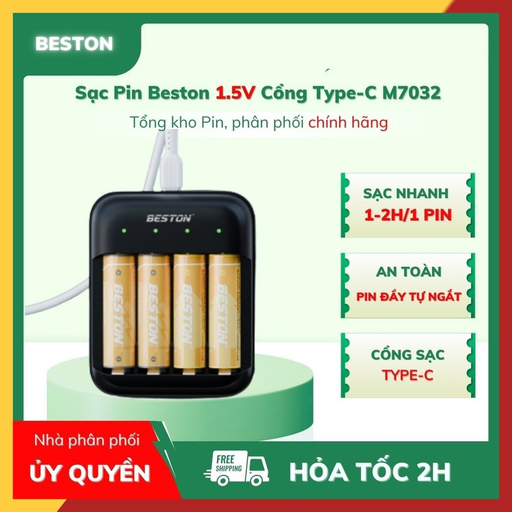 VuaPin: Sạc BESTON M7032 1.5V Type-C - Sạc thông minh, năng lượng đỉnh cao cho mọi thiết bị