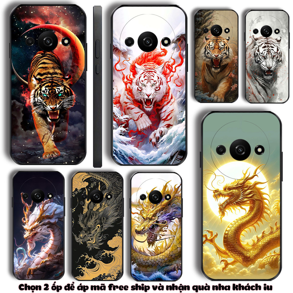 Ốp lưng Redmi A3 , Poco C61 Redmi 14c Poco C75 rồng hổ dũng mãnh phong thủy